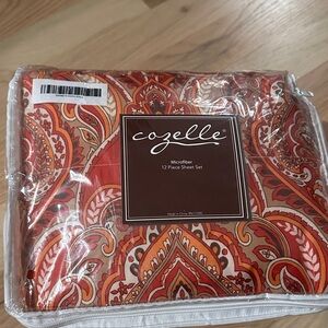 Microfiber 12 Piece Sheet Set - Red and Orange